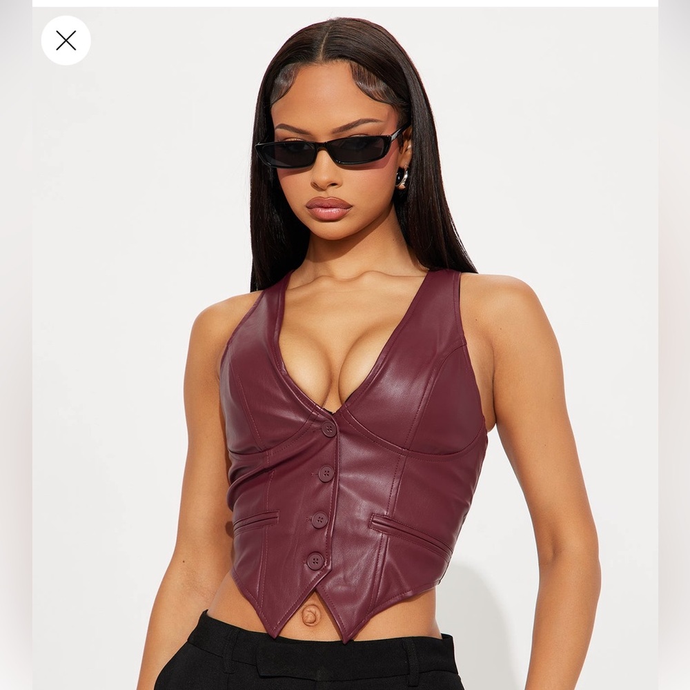 Faux leather vest